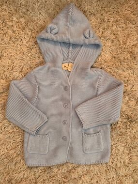 GAP Light Blue Hooded Knit Sweater with Pockets